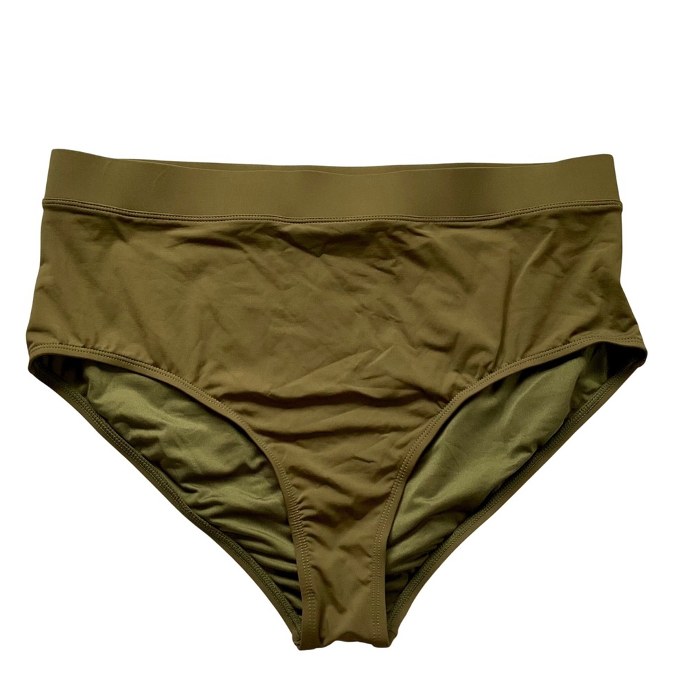 Tempt Me Womens Olive Green High Waisted Bikini Bottoms 22W Full Coverage NWOT